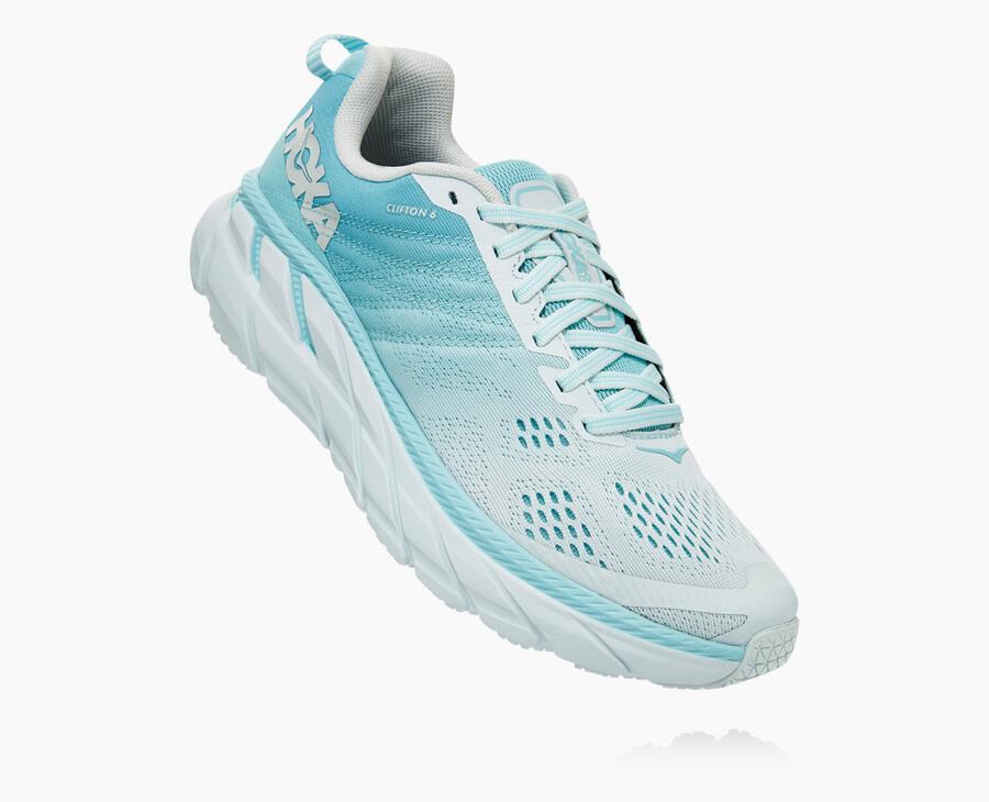 Hoka One One Walking Shoes Womens Blue/White - Clifton 6 - 26573VFOQ